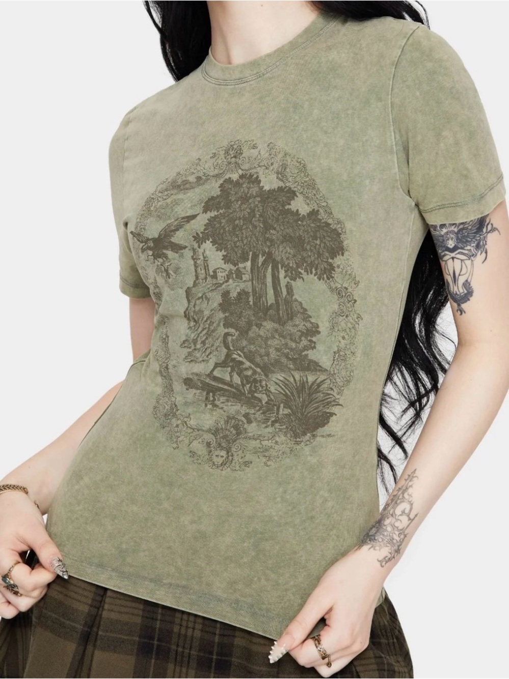 Disturbia Thymus Graphic Printed Fitted Cotton T shirt